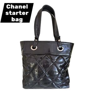 Chanel Glossy Black Quilted Tote-FIXER